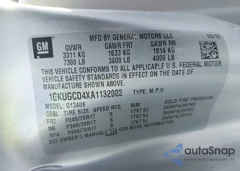 2010 GMC Savana 1500 Lt z USA, uszkodzony, nr VIN 1GKUGCD4XA1132002